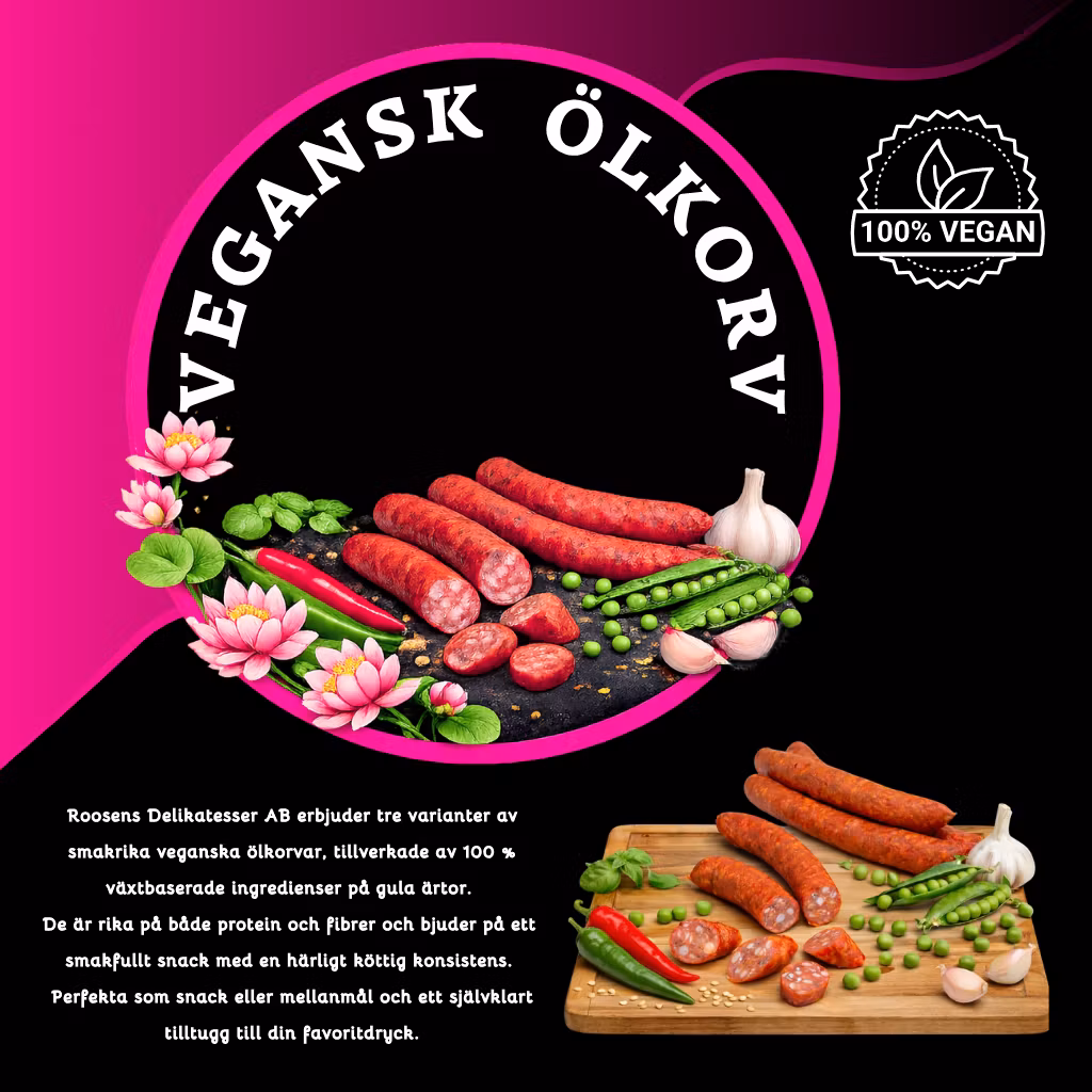 Chili-vitlökspinne - 3 pack  (Vegansk ölkorv)