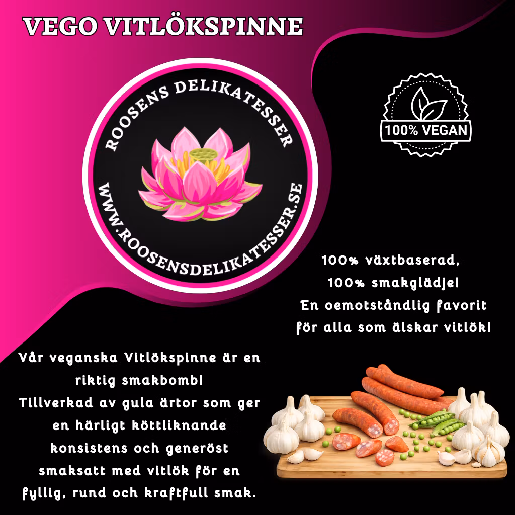 Vego -vitlökspinne - 3 pack  (Vegansk ölkorv)