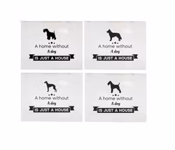 Skylt ”A home without a dog”