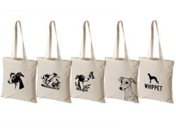 Whippet - olika motiv - tygkasse