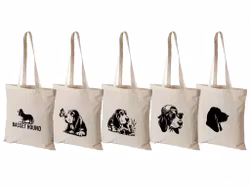 Basset hound - olika motiv - tygkasse