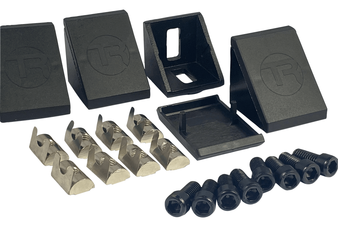 Trak Racer 40mm 8mm Slot Black Aluminium Corner Brackets