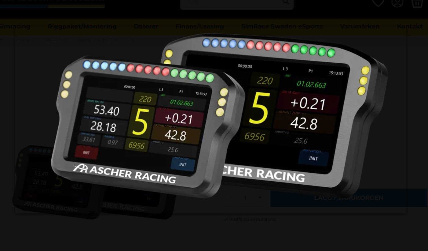 Ascher Racing Display 4" eller 5"