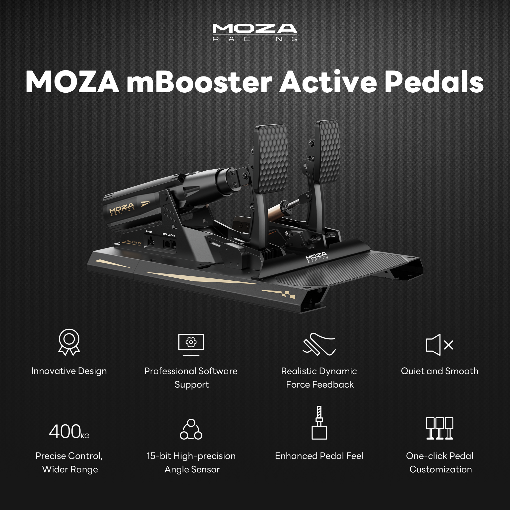 MOZA mBooster Active Pedal, Dynamic Force Feedback