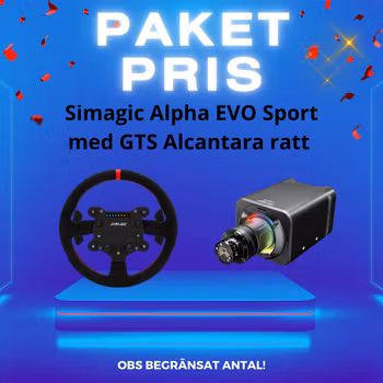 Simagic Paket NYA Alpha EVO Sport med GTS Alcantara ratt