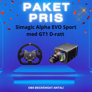 Simagic Paket NYA Alpha EVO Sport med GT1 D-form Alcantara ratt