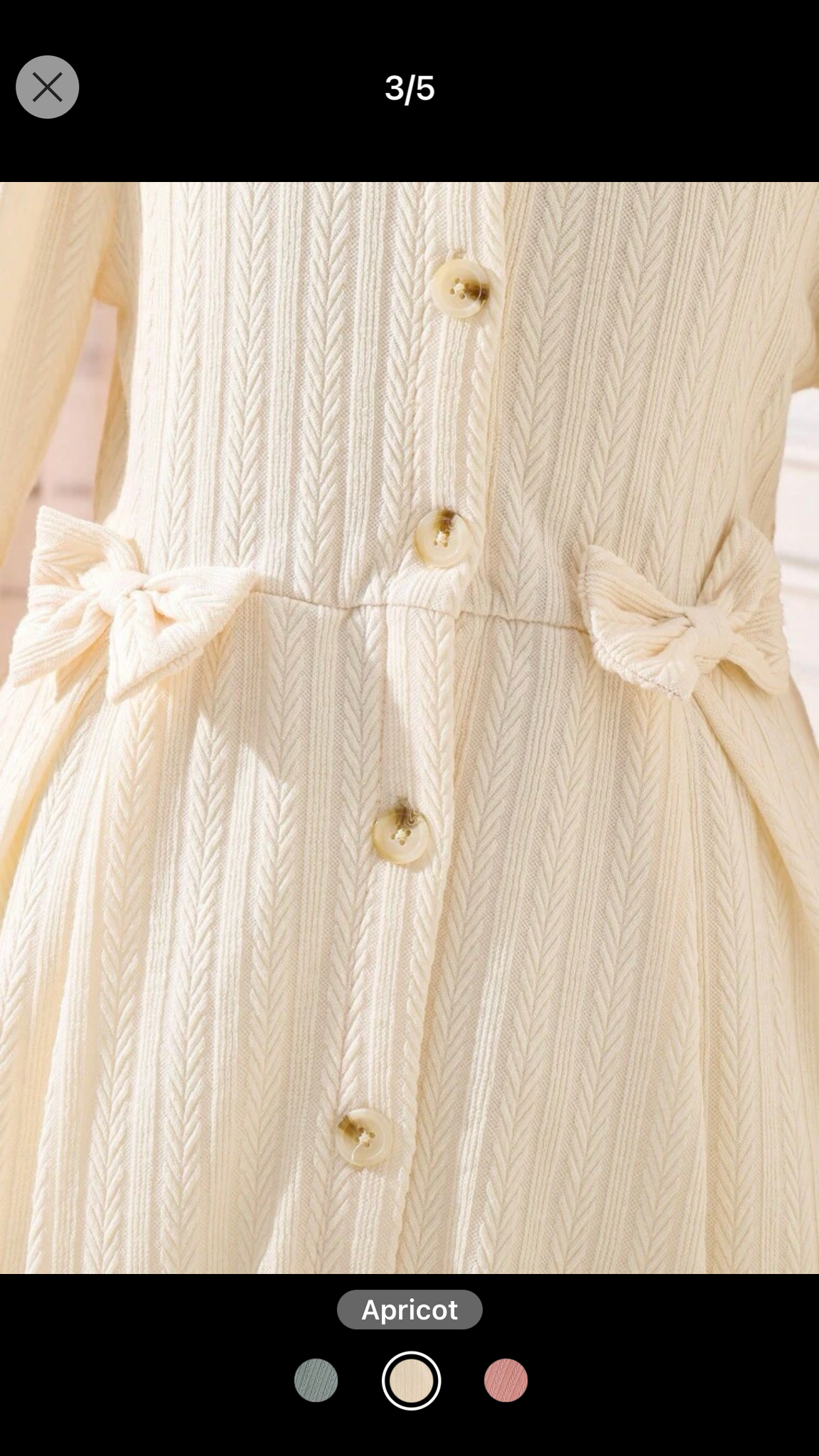 Tween Girl 1pc Bow Front Flare Sleeve Shirt Dress 9Y 124-134cm