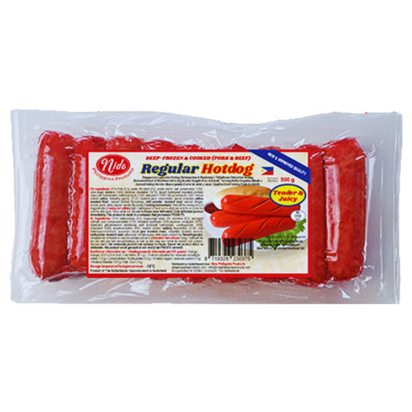 Nida's Tender & Juicy Hotdog (Regular) Red color 500g