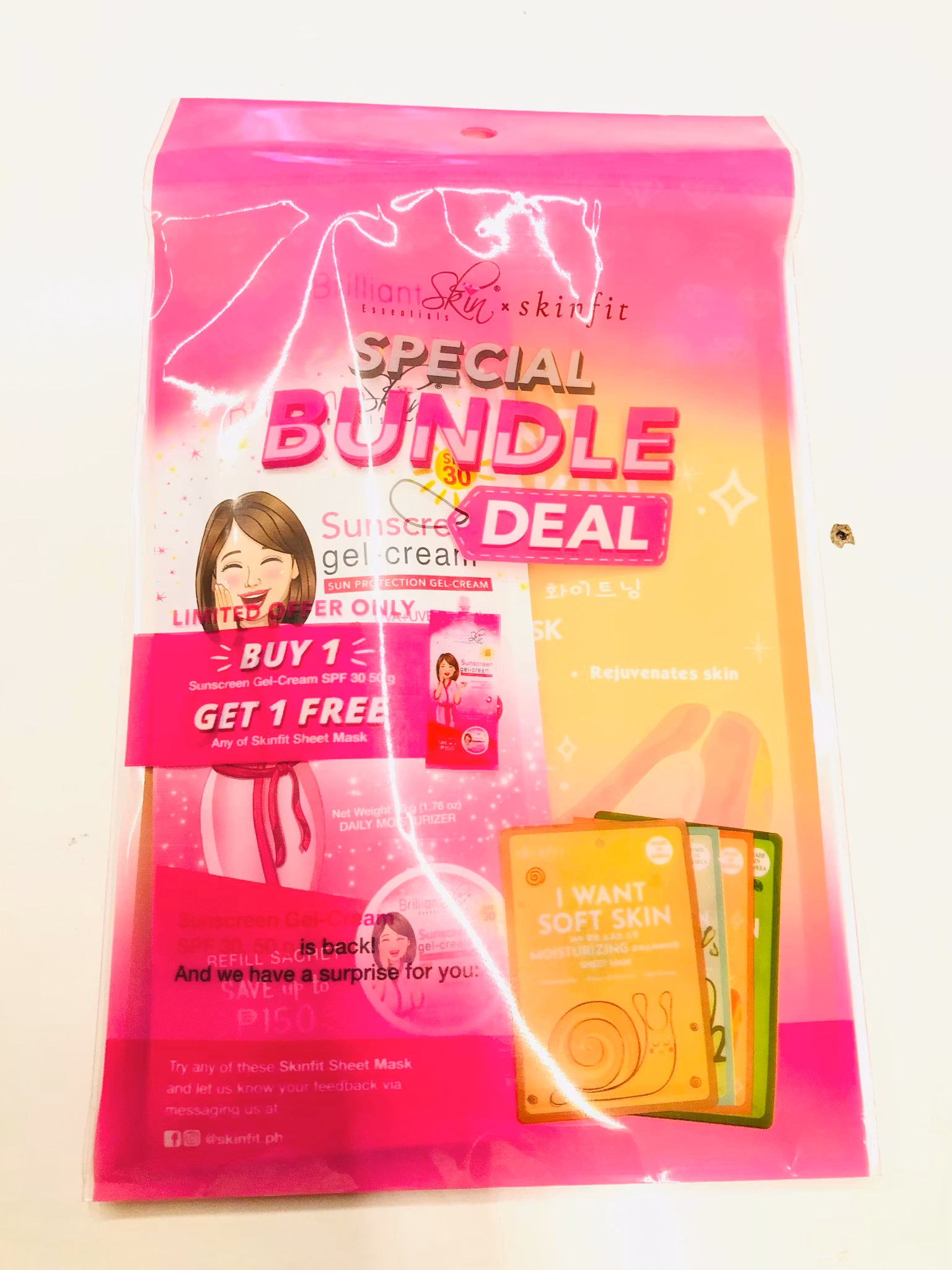 Brilliant Bundle sunscreen +facemasksheet ( ikke på lager )