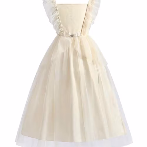 Tween Girls Ruffle Trim Mesh Overlay Gown Dress 9Y