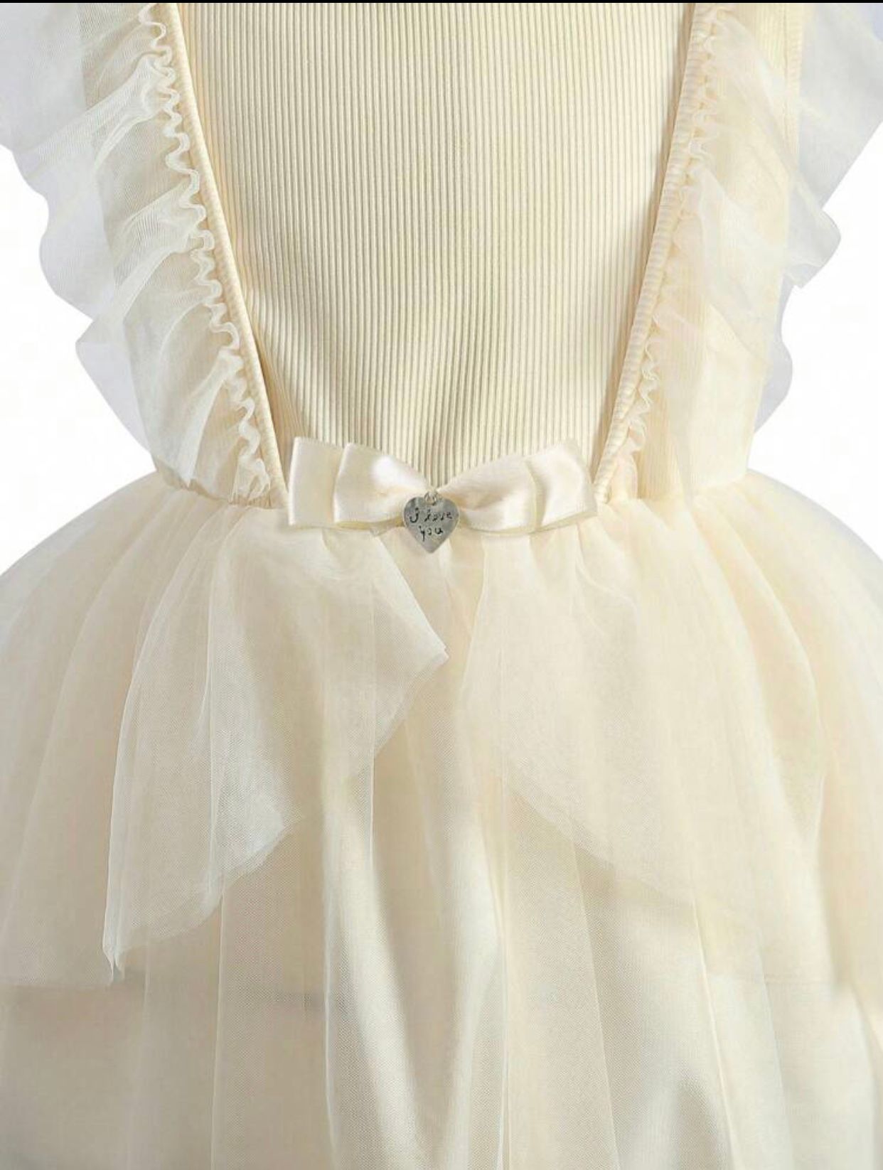 Tween Girls Ruffle Trim Mesh Overlay Gown Dress 9Y