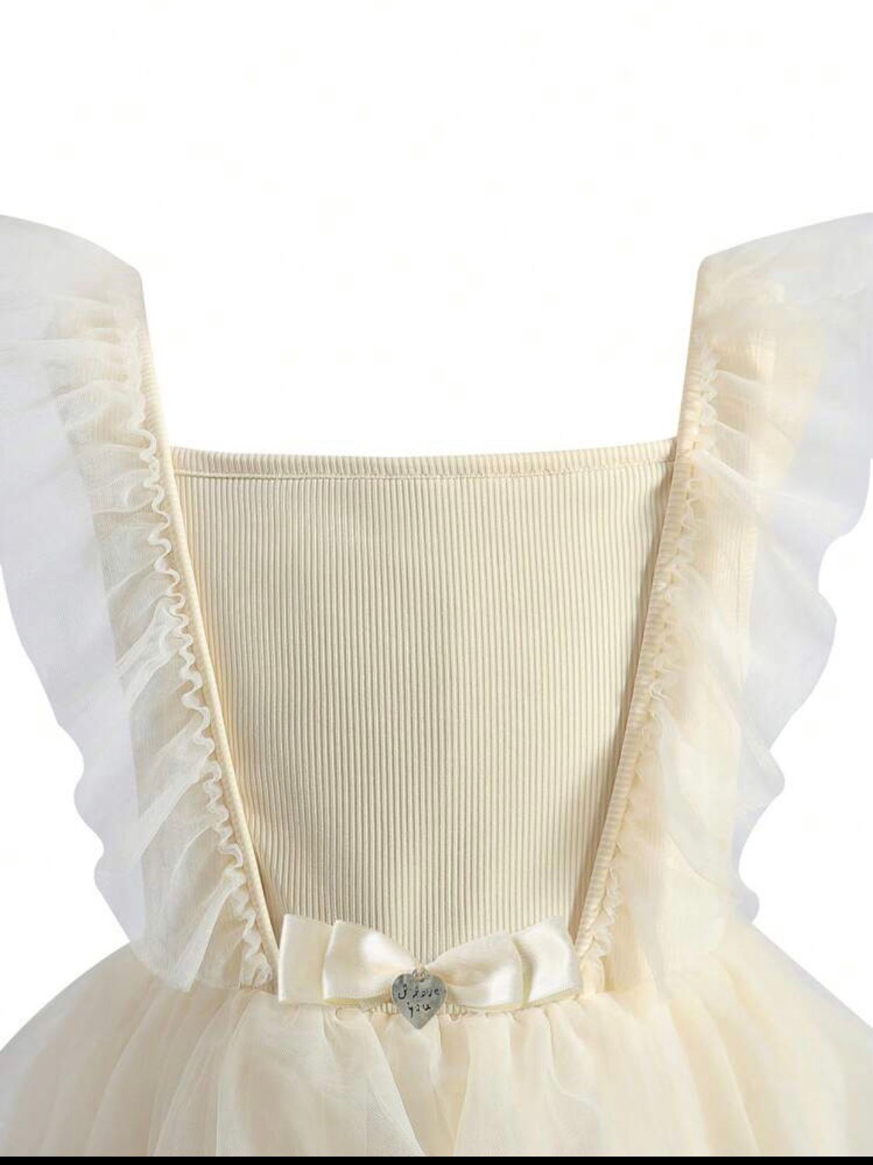 Tween Girls Ruffle Trim Mesh Overlay Gown Dress 9Y
