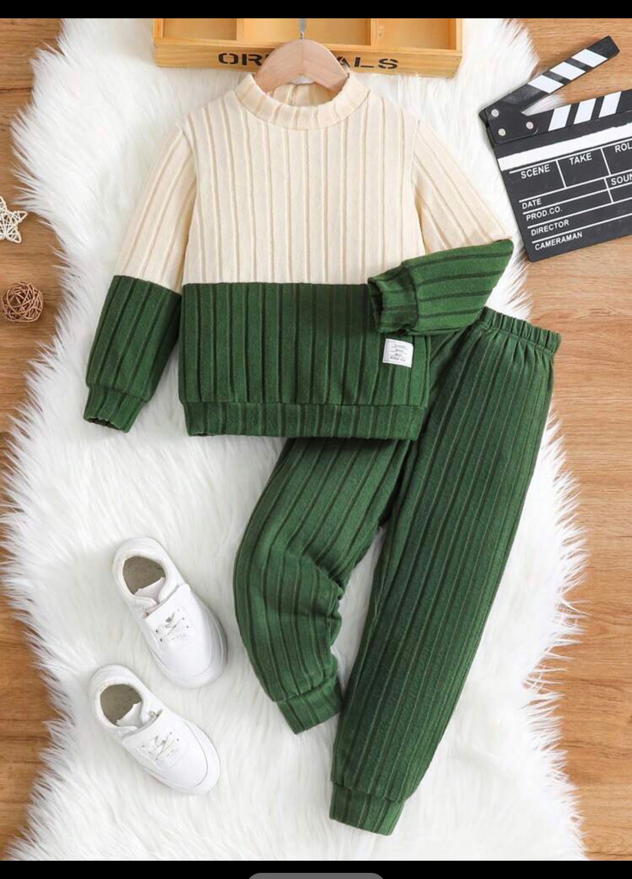 Kids EVRYDAY Young Boy Color Blocking Pit Strip Two-Piece Set, Autumn/Winter 4Y 98-104