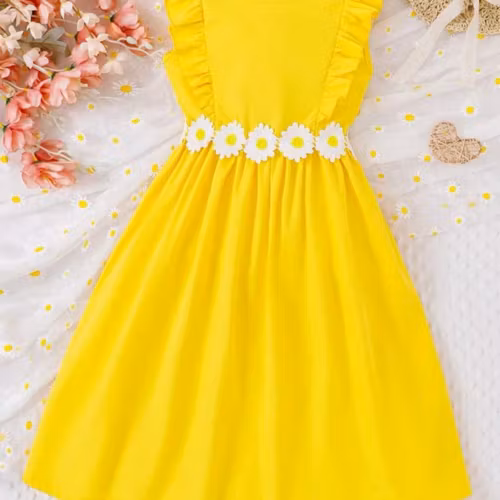 Kids CHARMNG Tween Girl Appliques Ruffle Trim Dress 10Y 134-140