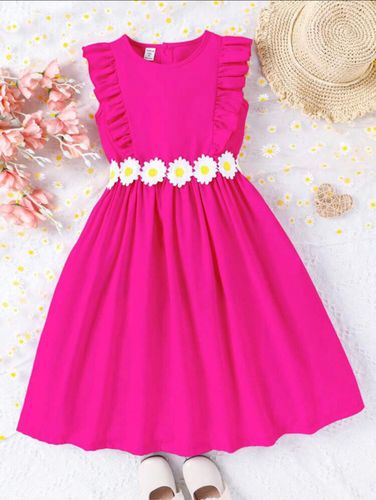 Kids CHARMNG Tween Girl Floral Appliques Ruffle Trim A-Line Dress 10Y 134-140