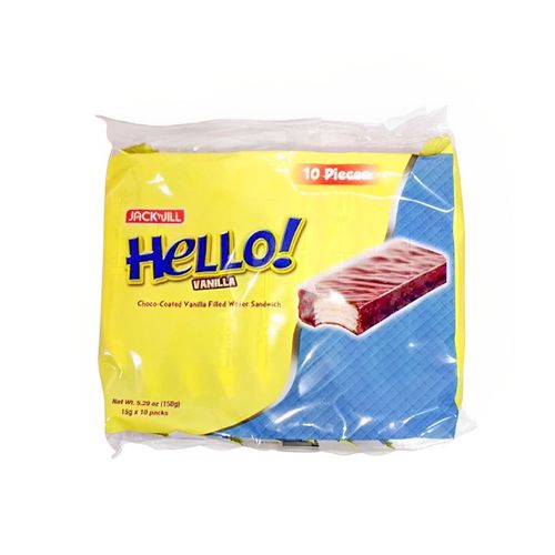 Hello Choco-Coated Vanilla Filled Wafer 10stk ( ikke på lager )