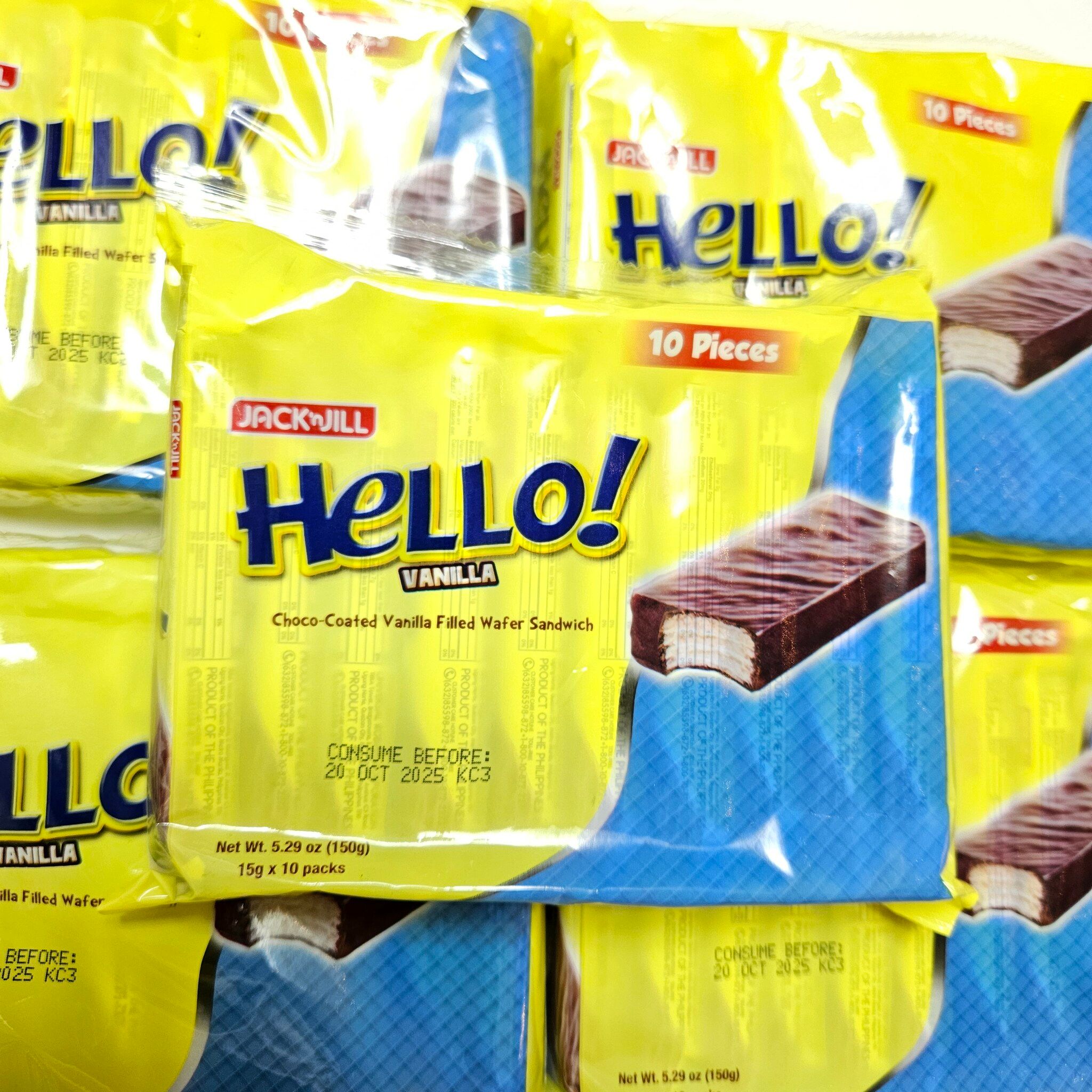 Hello Choco-Coated Vanilla Filled Wafer 10stk ( ikke på lager )