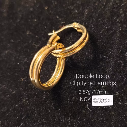 Dubai Gold  Double  Loop Clip type Earings 2.57g / 17mm
