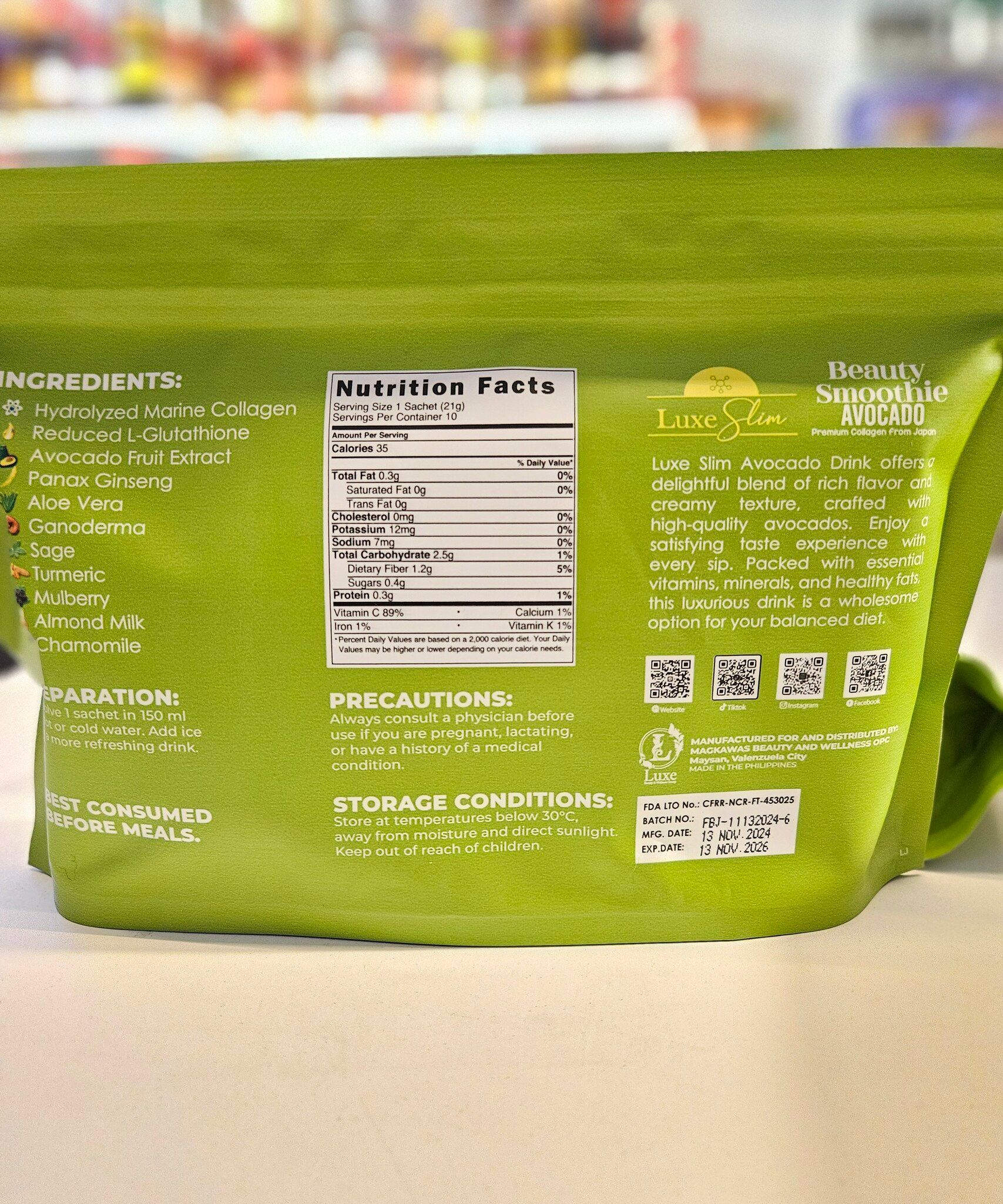 Avokado Dietary supplement premium collagen Drink  from Japan 210g 10 sachets