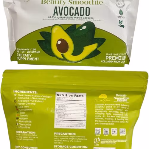 Luxe Slim Avocado Smoothie Kollagendrikk, 10 poser