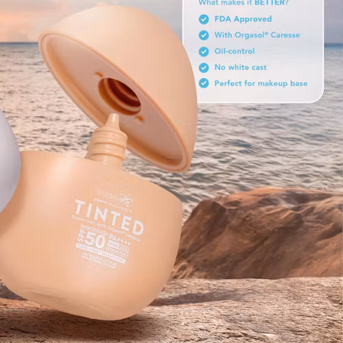 BRILLIANT SKIN TINTED SUNSCREEN SPF50 PA++++ WITH ORGASOL CARESSE 50G EXP DEC 31,2026 BRILLIANT SKIN TINTED SUNSCREEN SPF50 PA++++ WITH ORGASOL CARESSE 50G EXP DEC 31,2026