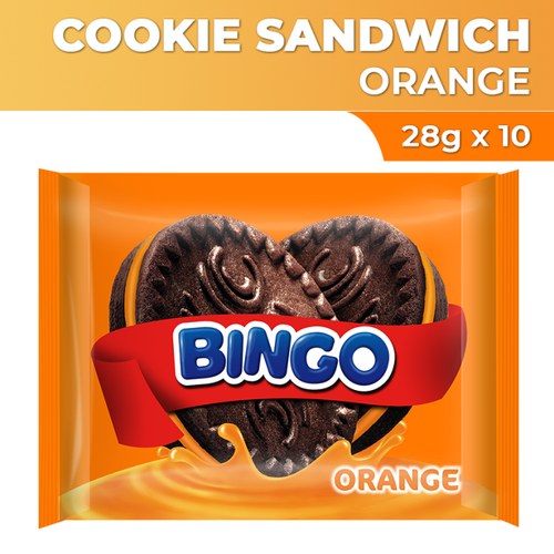 Bingo Orange Filled Choco Sandwich Cookies 280g 10 stk