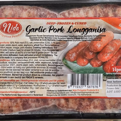 Nidas  special Garlic Longganisa 500g