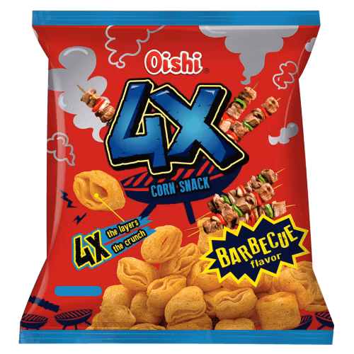 Oishi 4x corn snack barbecue 85g