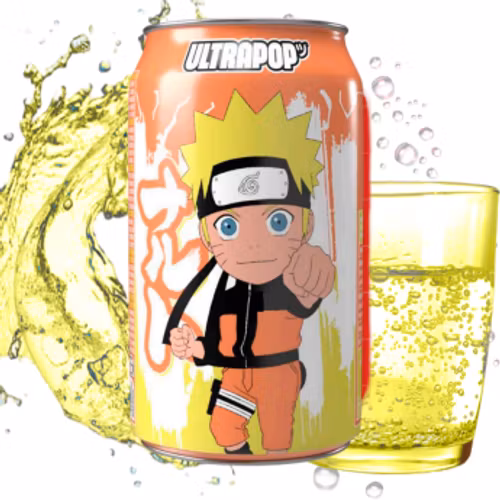 Ultrapop Ed. Naruto-drikk med appelsinsmak 330 ml.