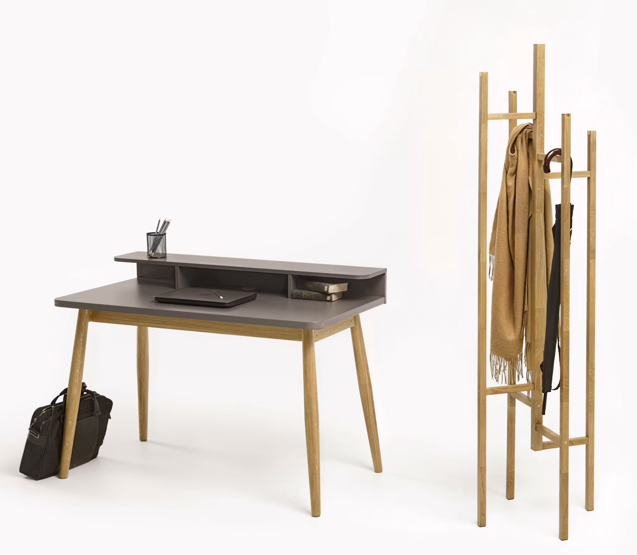 FARSTA GREY/ OAK Skrivbord