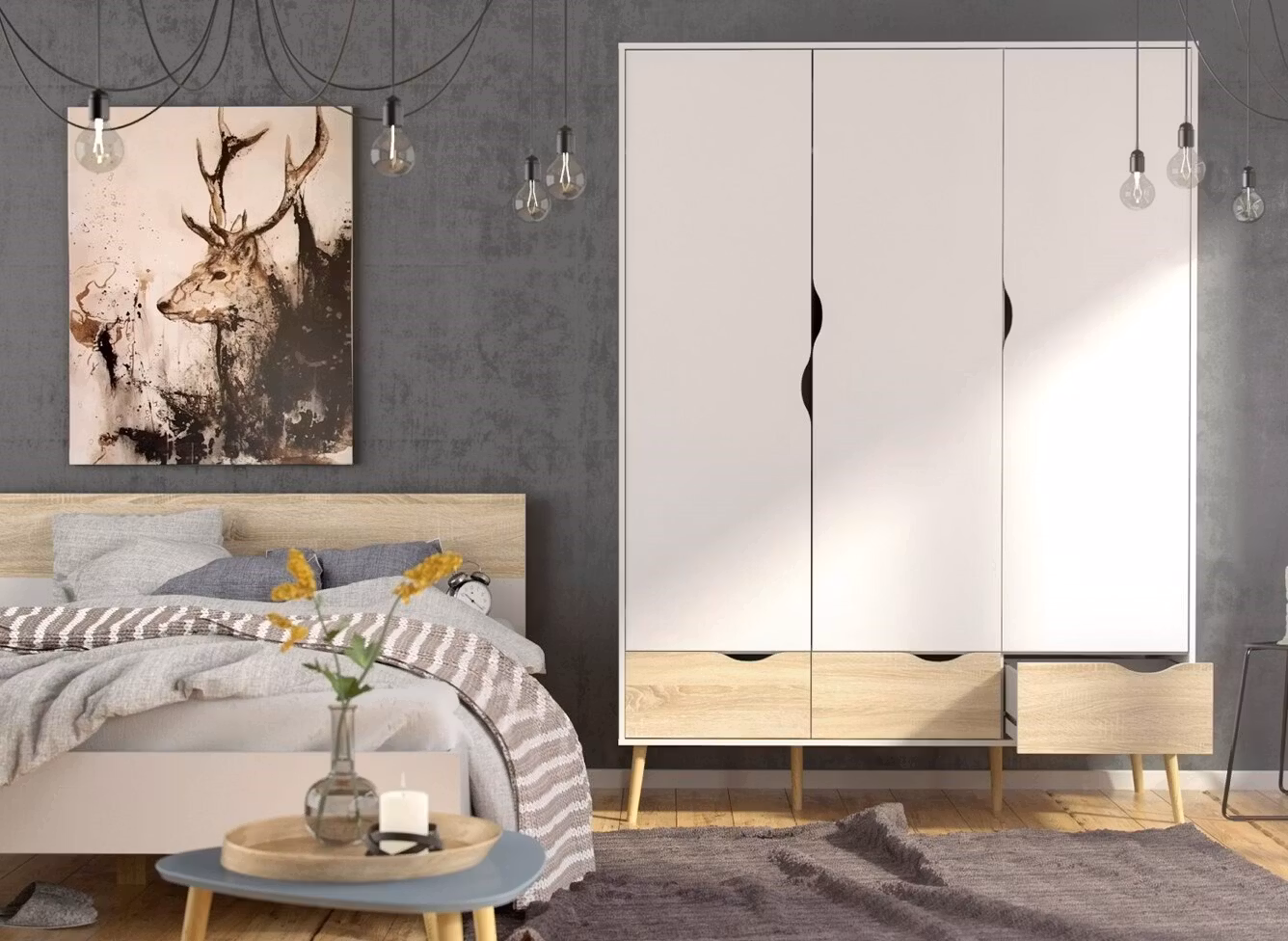 Garderob med 3 dörrar och 3 lådor DELTA V 75468