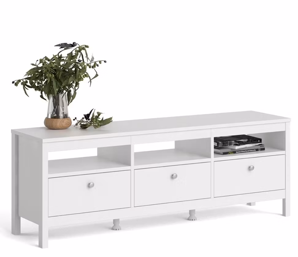 WHITE MADRID Tv-bänk med 3 lådor