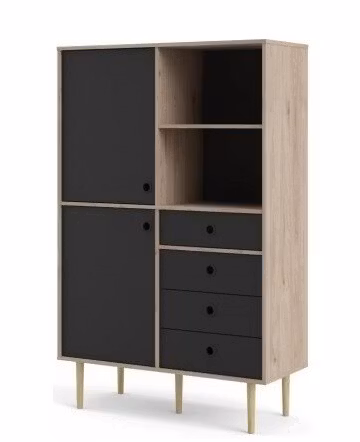 ROME BLACK 66303 Skåp med 2 dörrar och 4 lådor