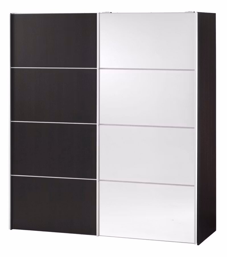 VERONA 75280/10 SVART Garderob med skjutdörrar / spegel