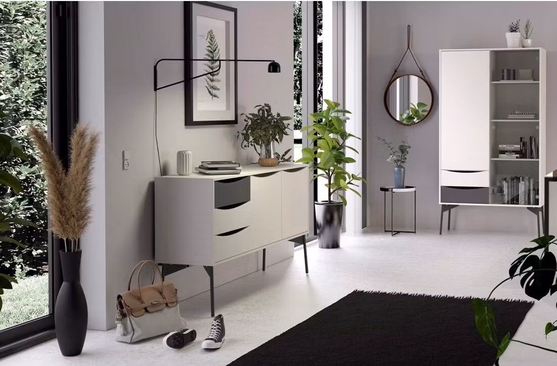 FUR VIT 86133 Skänk med 2 dörrar och 3 lådor