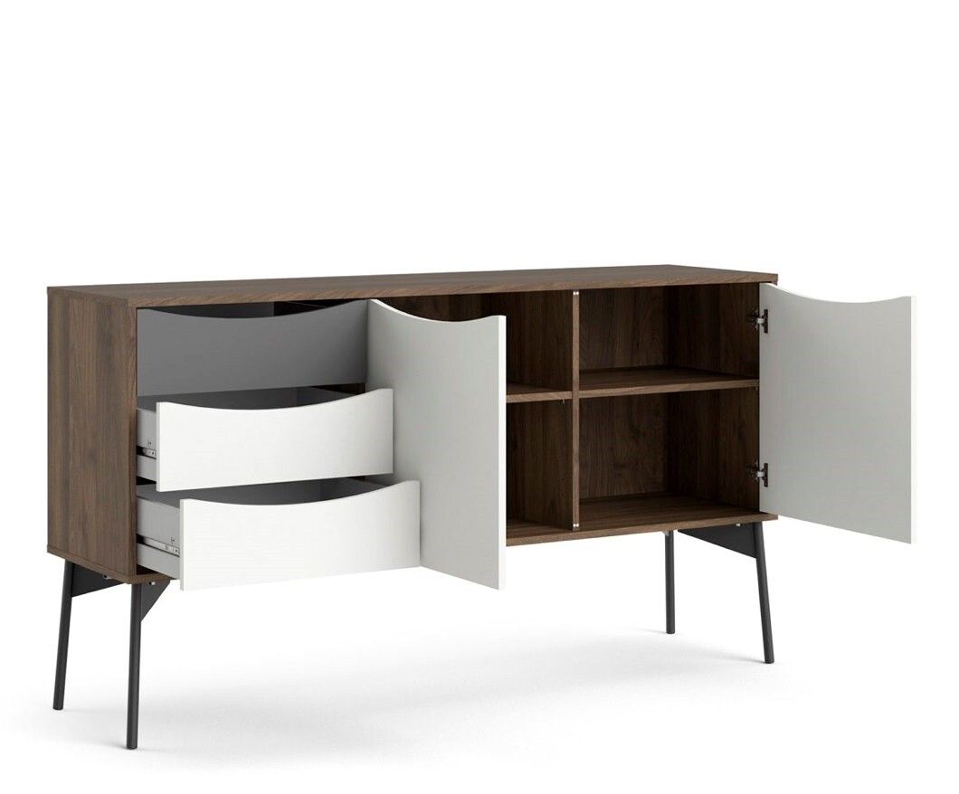 FUR WALNUT 86133 Skänk med 2 dörrar och 3 lådor