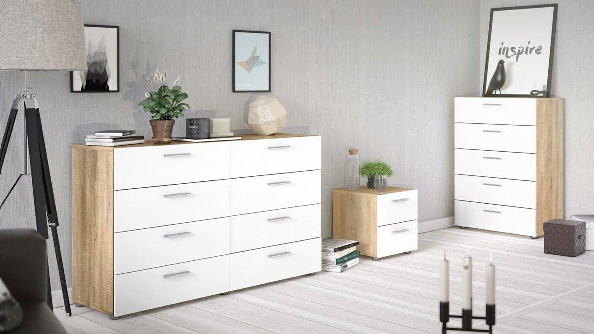 PEPE 70508 EK / HÖGBLANK VIT Byrå med 5 lådor