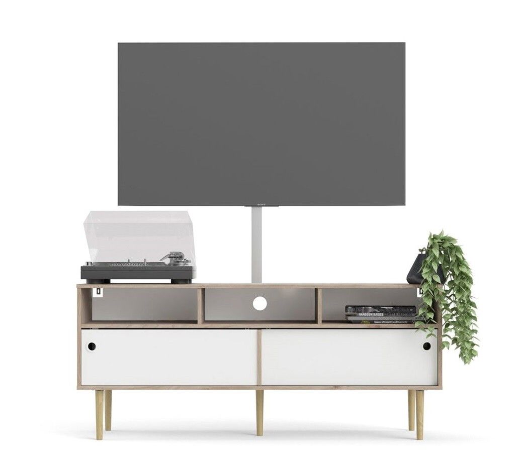 ROME WHITE 66304 Tv-bänk med skjutdörrar