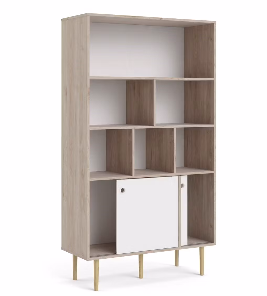 ROME WHITE 66302 Bokhylla med skjutdörrar