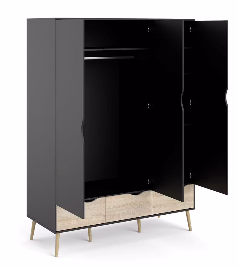 DELTA SE 75468 Garderob med 3 dörrar och 3 lådor