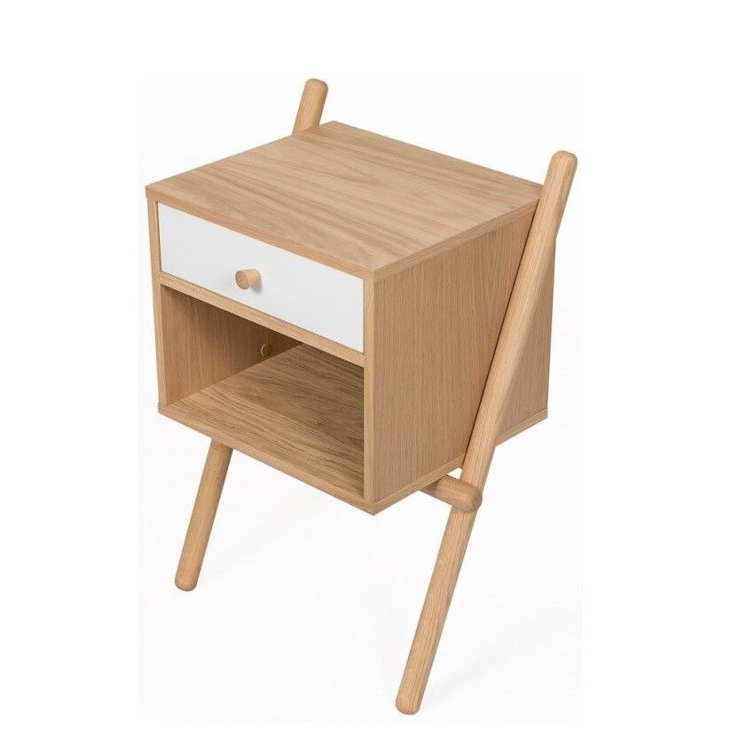 WIRU EK / VIT Sängbord / sidobord med 1 låda