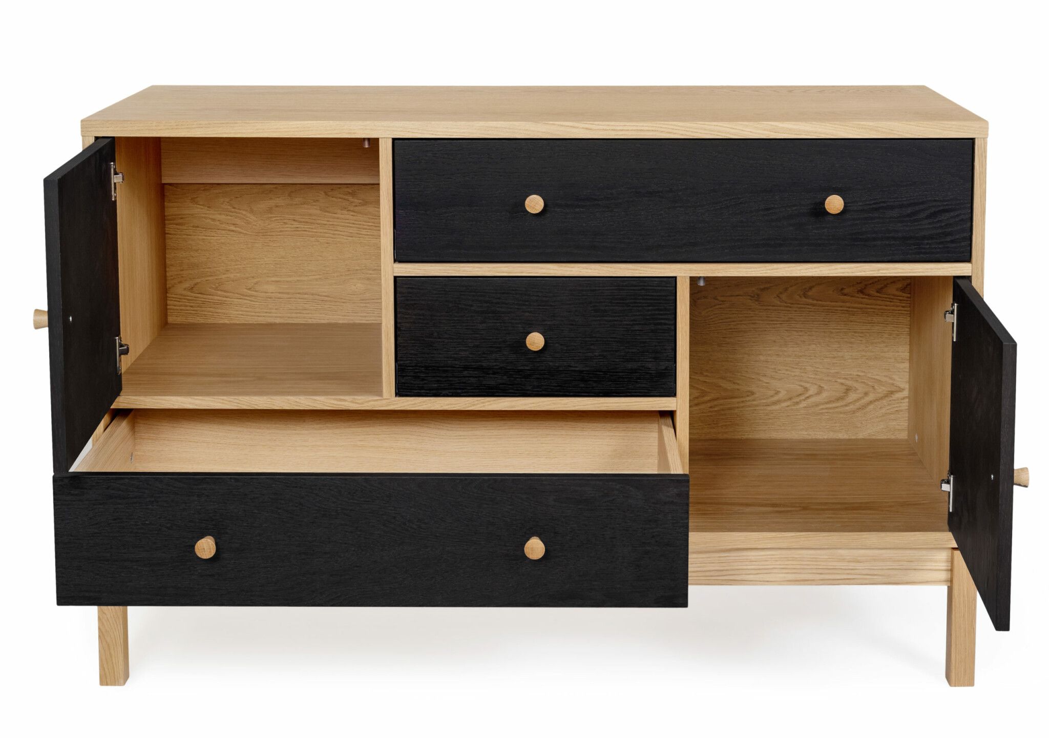 ABBEY OAK / CHARCOAL Sideboard med 2 dörrar och 3 lådor