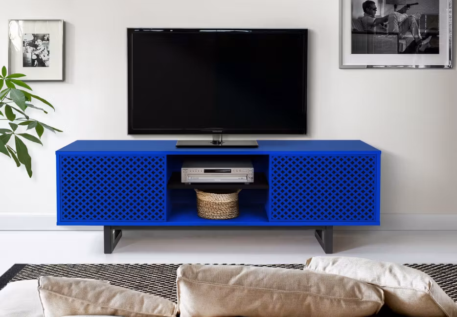 CAMDEN DIAMOND PRINT BLUE Tv-bänk