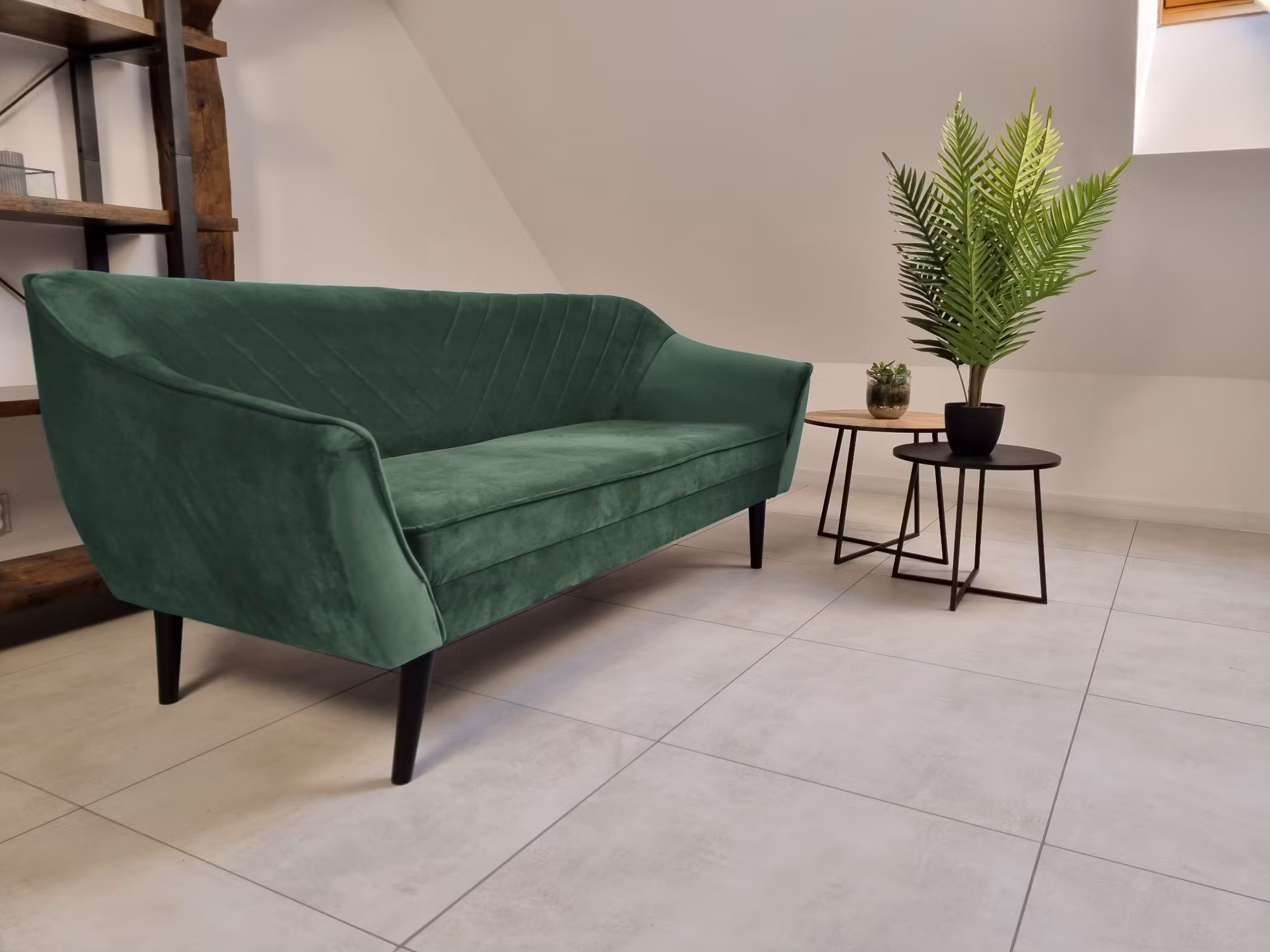 Soffa 3-sits Mörkgrön sammet - DESIRE