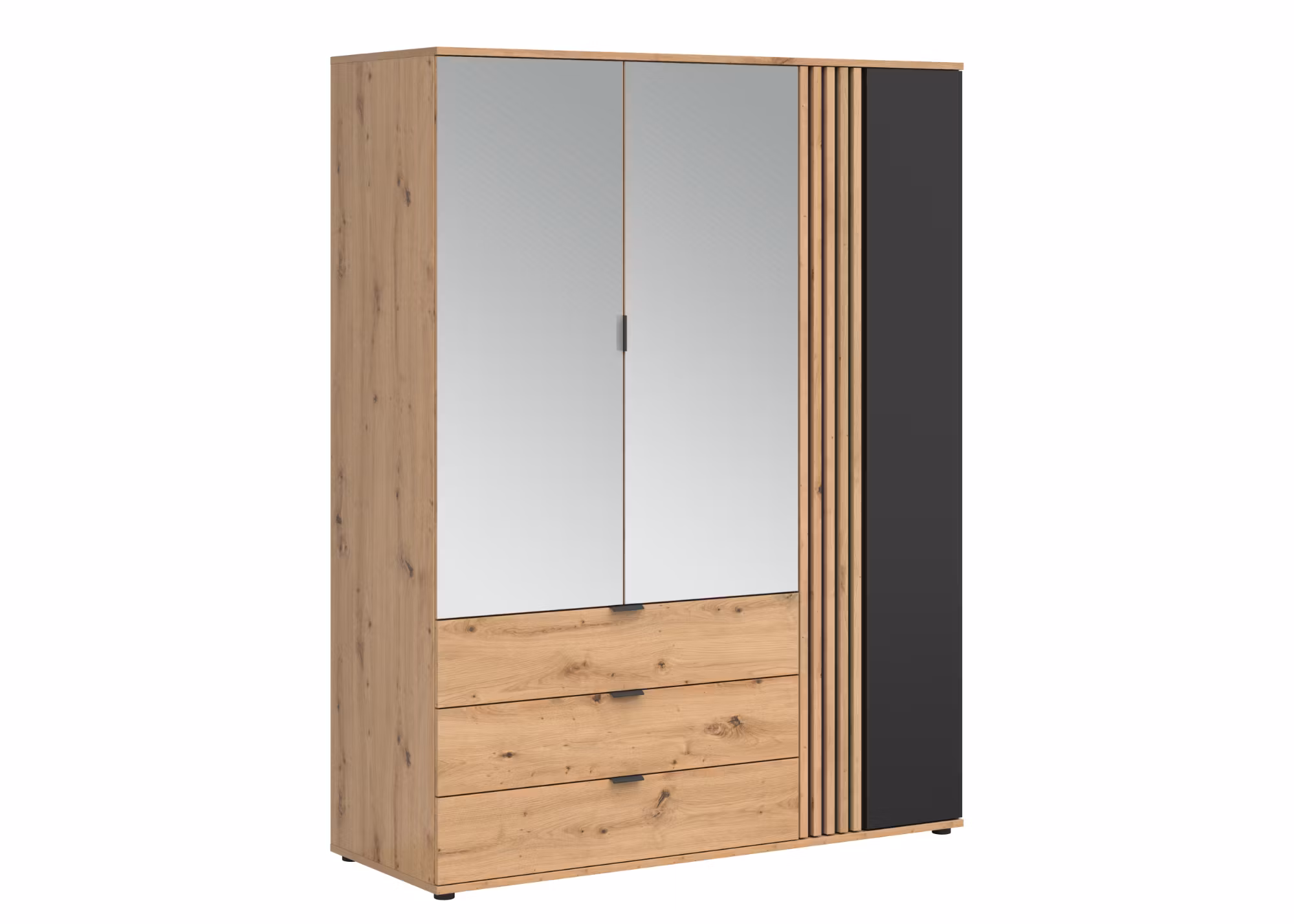 Vabres garderob – Artisan Oak med spegeldörrar och lådor