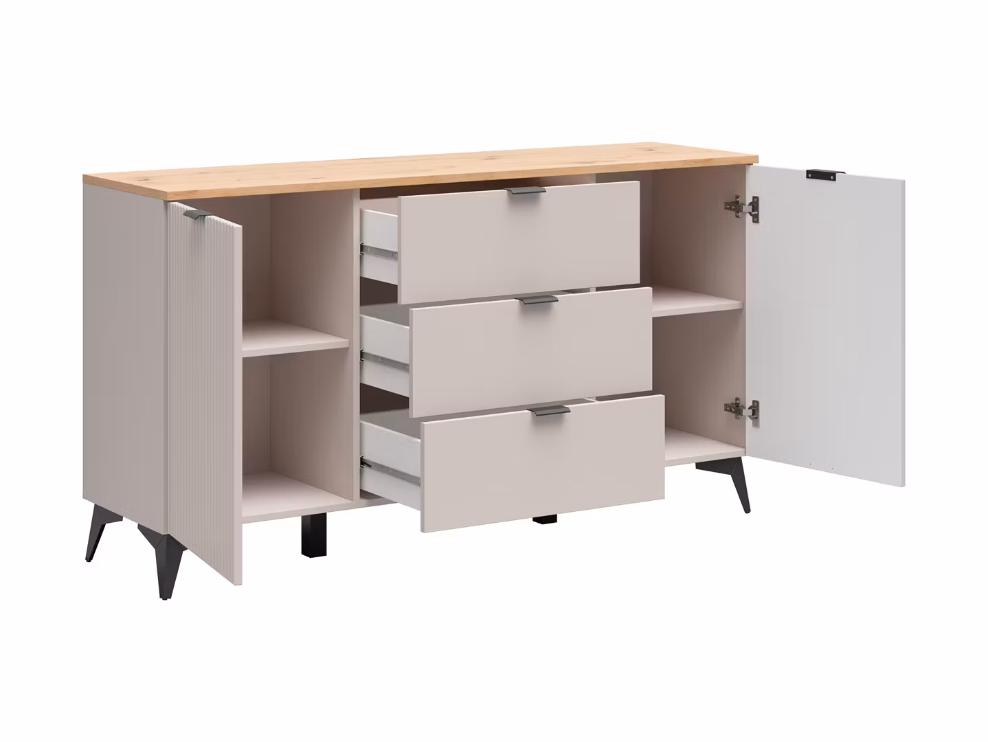 Velton byrå 150 cm – modern byrå i Kashmirfärg med 2 dörrar & 3 lådor
