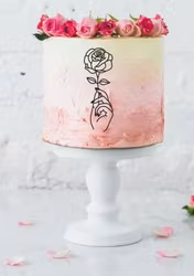 Linjär dekor- ros i handen akryl, röd mirror färg