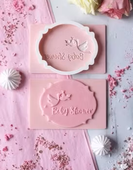 COOKIE EMBOSSER/ Dekorativ stämpel "Baby Shower"XL+utstickare