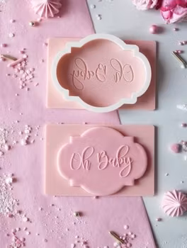 COOKIE EMBOSSER/ Dekorativ stämpel "Oh Baby"XL + utstickare