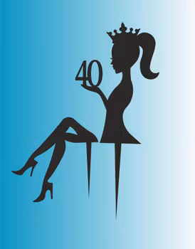 Cake topper Flicka med krona i svart akryl